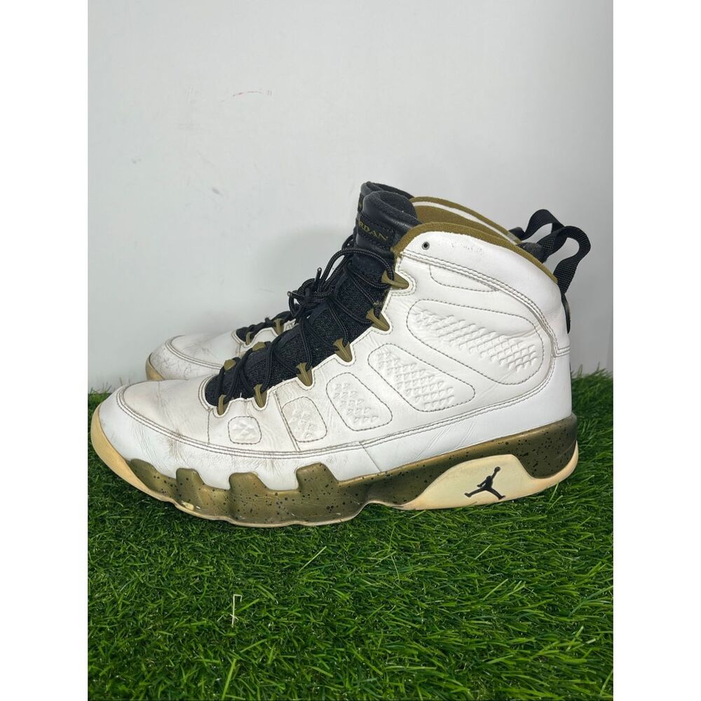 Air Jordan 9 Retro Statue 2015 White Black Militia Green Men’s Size 12 302370-10